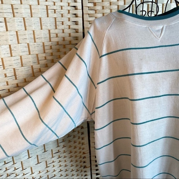 Vintage Marine Club Striped Crew Neck Sweatshirt Faded White Teal Size Large - Picture 5 of 16